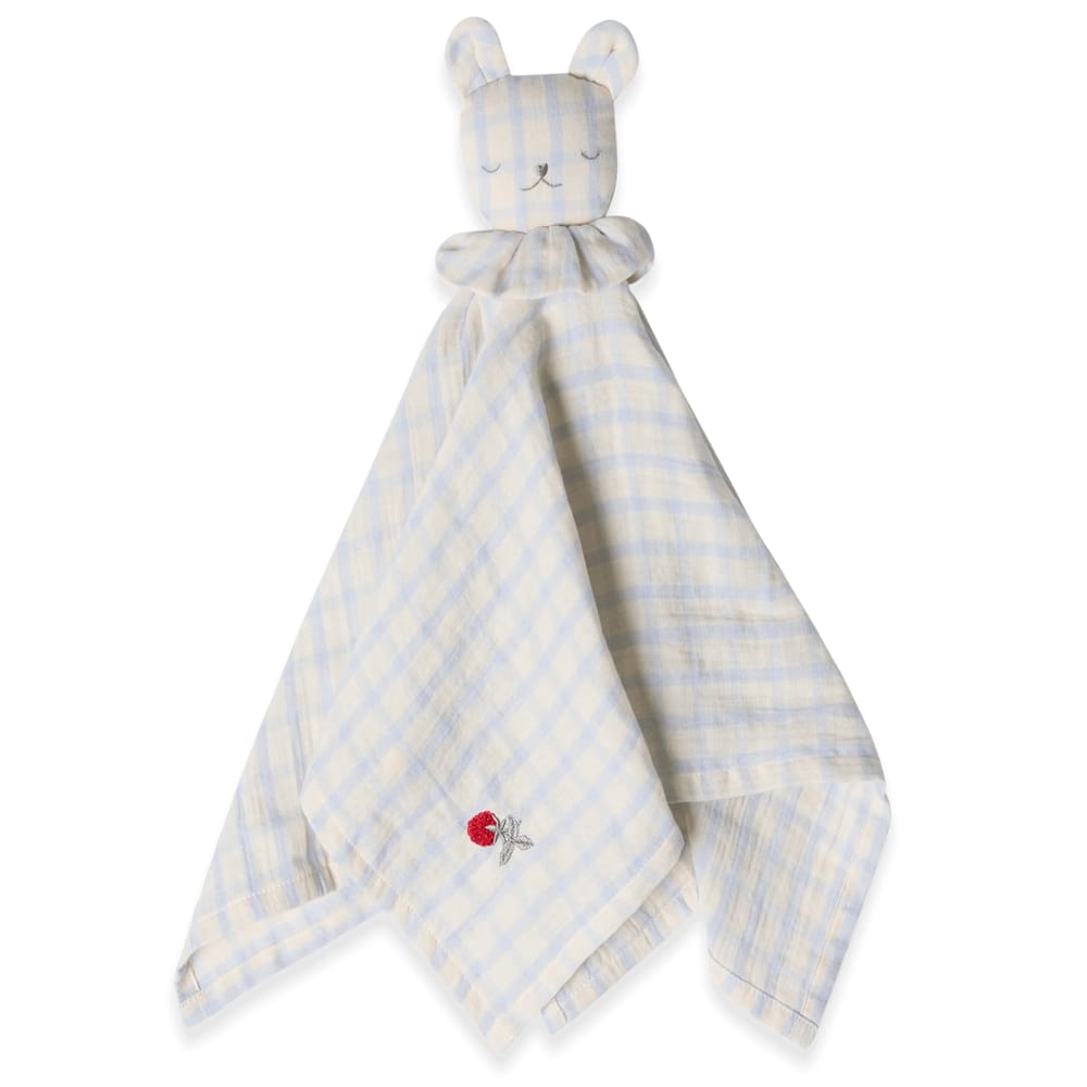 Muslin Bear Cuddle Cloth - Gingham Sky Blue