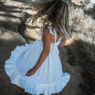 Danita Frill Dress White - 100% linnen