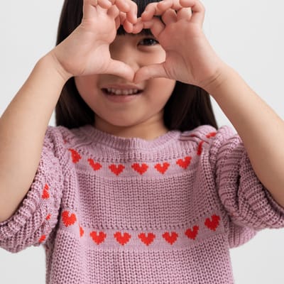 Daso Knitted Dress - Soft Berry Hearts (Merino)