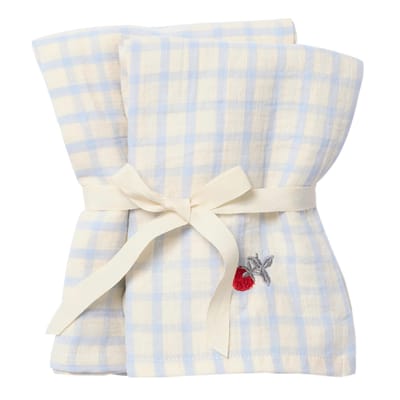 Muslin Blanket Gingham Sky Blue - 2 pack (60x60 cm)