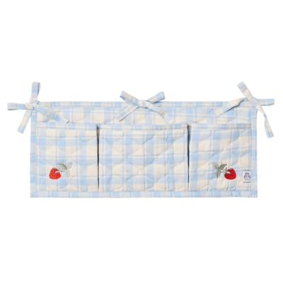 Quilted Bed Pocket - Plaid Sky Blue