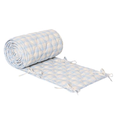 Quilted Crib Bumper Plaid Sky Blue