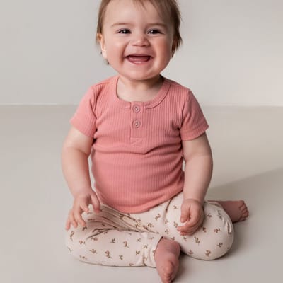 Romper SS Rib - Pink Delight