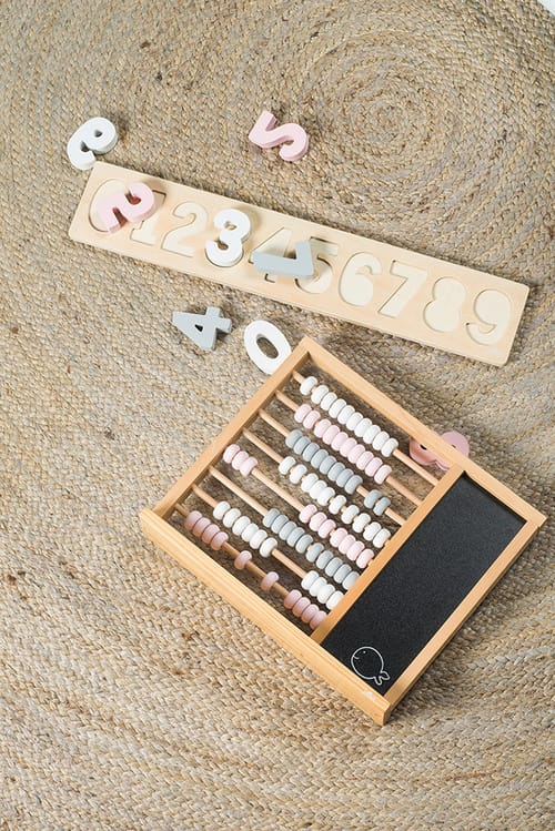 Houten Puzzel Cijfers Grey