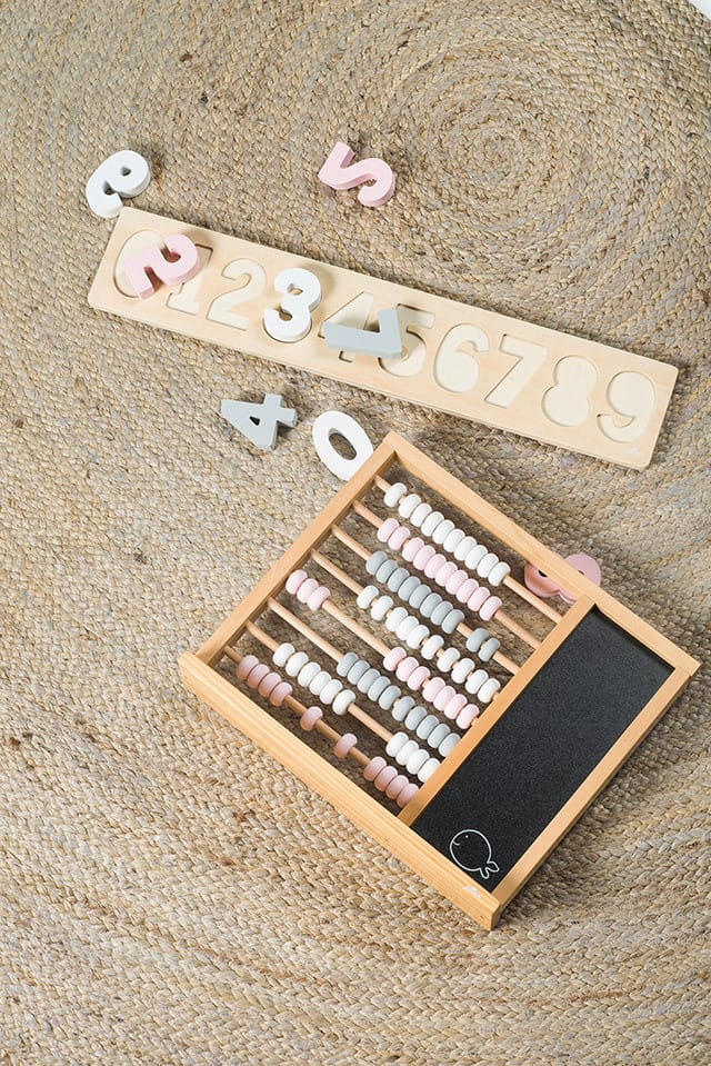 Houten Puzzel Cijfers Grey