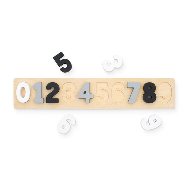 Houten Puzzel Cijfers Grey