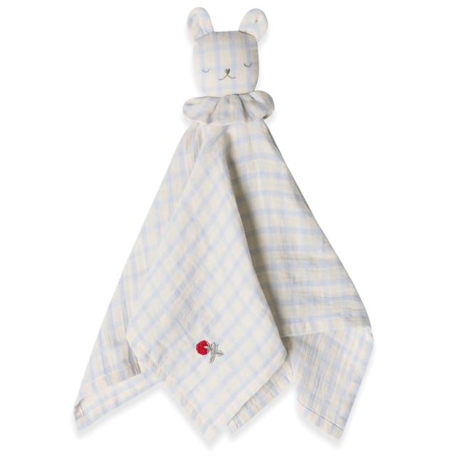 Muslin Bear Cuddle Cloth - Gingham Sky Blue